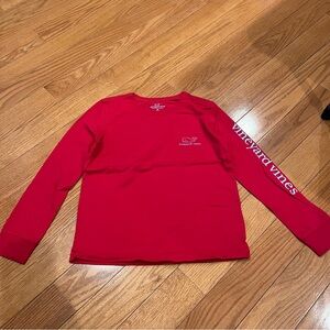Vineyard Vines Girls Whale Red Long Sleeve T Shirt M Medium 10-12